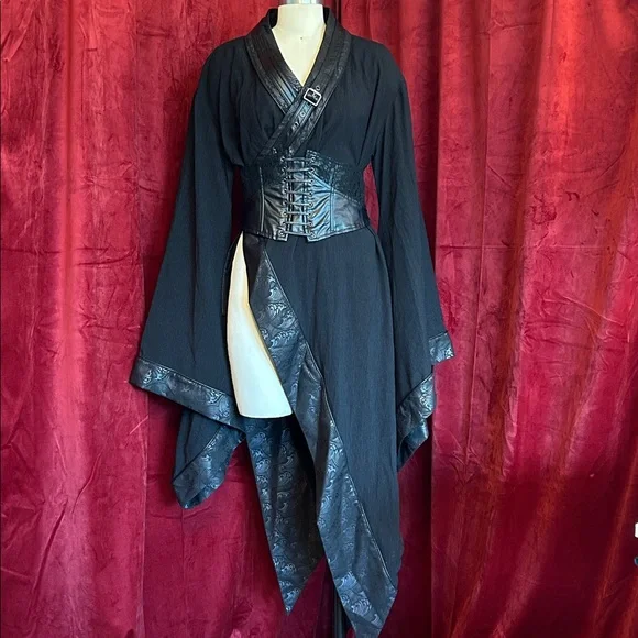 NWT Punk Rave Dark Goth Long Sleeve Asymmetric Kimono Visual Kei - Picture 7 of 13